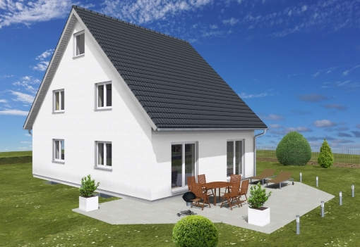 EFH Solitaer Giebel West Terrasse 3D